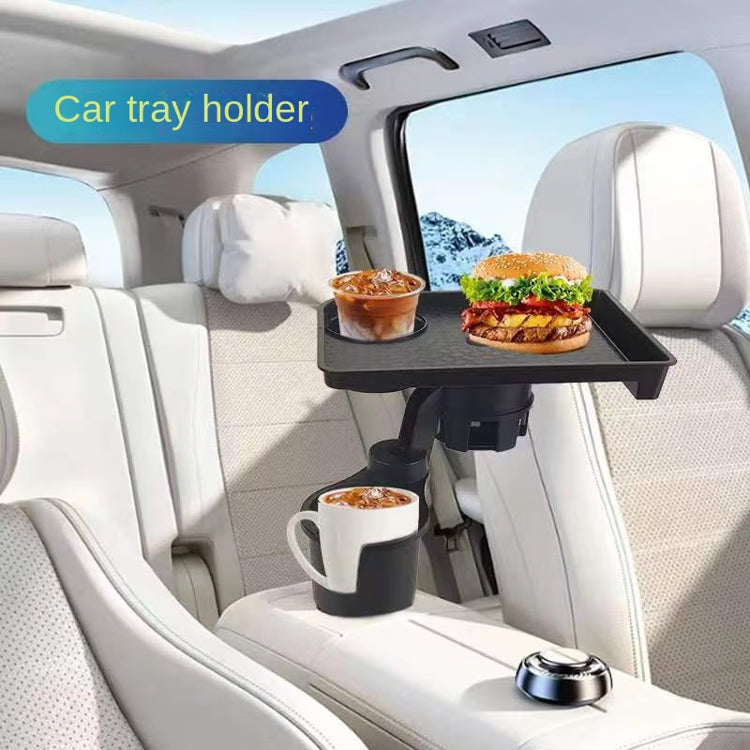 360° Adjustable Car Cup Holder Expander – Multi-Function Drink Holder with Snack Tray & Food Table