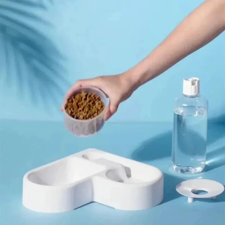 Automatic Water Dispenser Double Bowl Pet Feeder with Anti-Tip Design