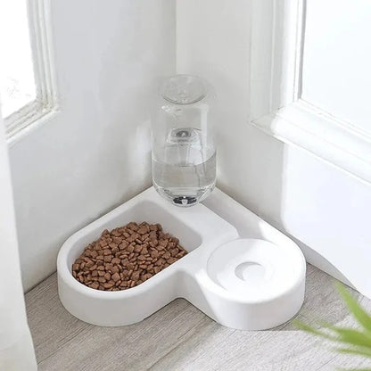 Automatic Water Dispenser Double Bowl Pet Feeder with Anti-Tip Design