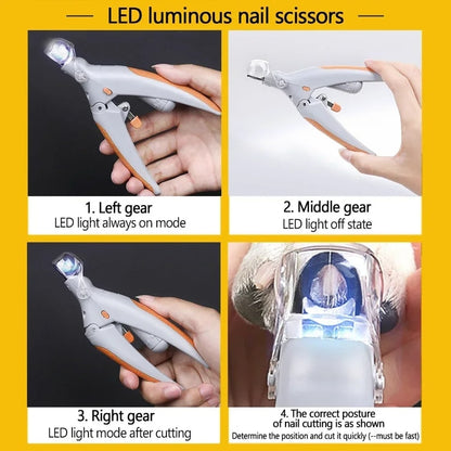 Pet Nail Clipper With LED Light Amplification, Special Dog Cat Nail Trimmer Tool, Pet Grooming Supplies