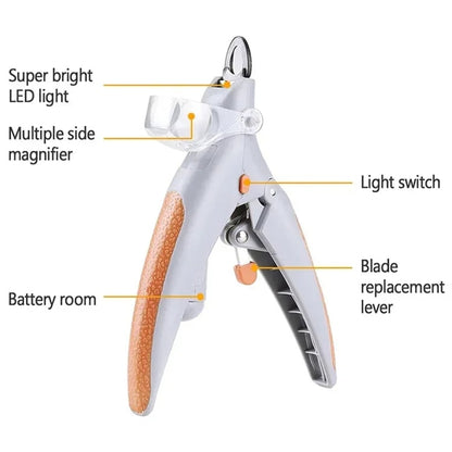 Pet Nail Clipper With LED Light Amplification, Special Dog Cat Nail Trimmer Tool, Pet Grooming Supplies