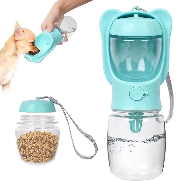 Portable Pet Water Bottle with Storage Container for Dog and Cat Feeding Water Travel Supplies