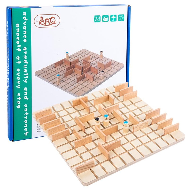 Wooden Toy Chessboard Games Puzzle, Two-Person Battle Game for Parent-Child Interaction, Funny Chase and Intercept Gifts
