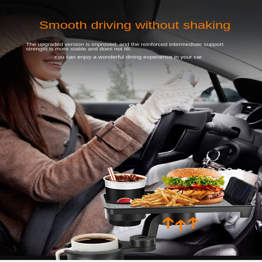 360° Adjustable Car Cup Holder Expander – Multi-Function Drink Holder with Snack Tray & Food Table