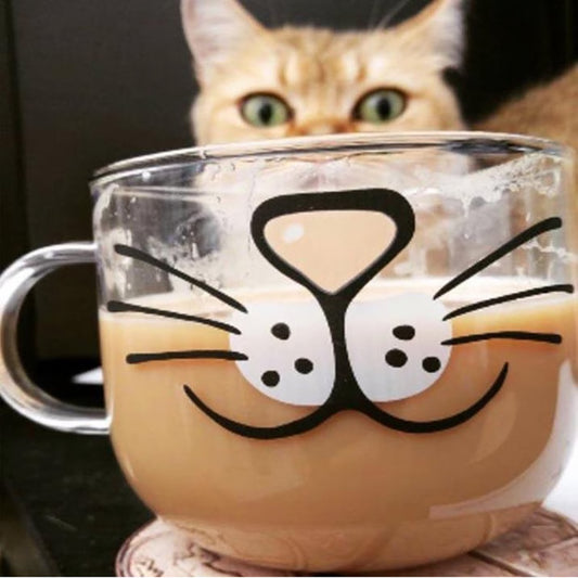 Cat Coffee Mug – Perfect Gift for Cat Lovers | Oversized Cat Glass Cup